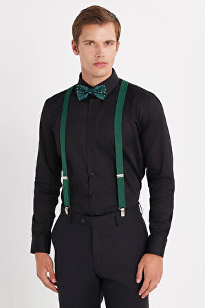 Erkek Slim Fit  Premium Likralı Pamuk Saten Siyah Gömlek