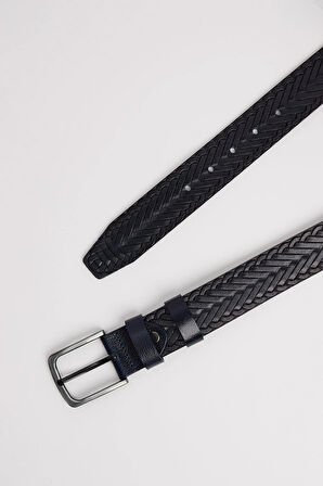 Erkek %100 Hakiki Deri 4 cm Spor Lacivert Kemer