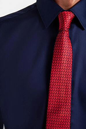 Slim Fit Lacivert Non-Iron %100 Pamuk Doğa Dostu Ekoteks Belgeli Ütü Gerektirmez Gömlek