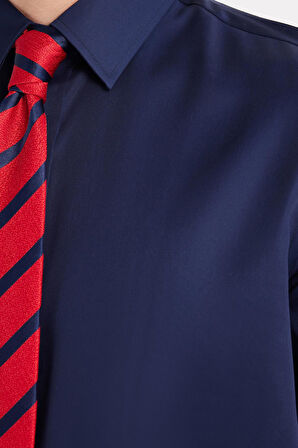 Regular Fit Lacivert Non-Iron %100 Pamuk Doğa Dostu Ekoteks Belgeli Ütü Gerektirmez Gömlek