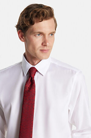 Regular Fit Beyaz Non-Iron %100 Pamuk Doğa Dostu Ekoteks Belgeli Ütü Gerektirmez Gömlek