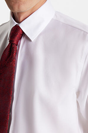 Regular Fit Beyaz Non-Iron %100 Pamuk Doğa Dostu Ekoteks Belgeli Ütü Gerektirmez Gömlek