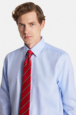 Regular Fit Mavi Non-Iron %100 Pamuk Doğa Dostu Ekoteks Belgeli Ütü Gerektirmez Gömlek