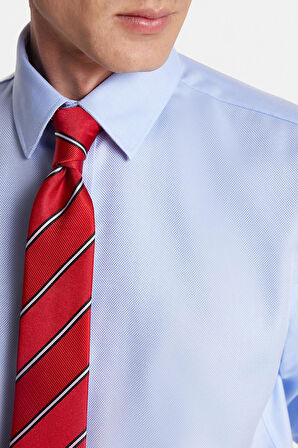 Regular Fit Mavi Non-Iron %100 Pamuk Doğa Dostu Ekoteks Belgeli Ütü Gerektirmez Gömlek