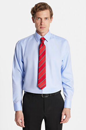 Regular Fit Mavi Non-Iron %100 Pamuk Doğa Dostu Ekoteks Belgeli Ütü Gerektirmez Gömlek