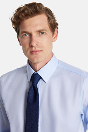 Regular Fit Mavi Non-Iron %100 Pamuk Doğa Dostu Ekoteks Belgeli Ütü Gerektirmez Gömlek