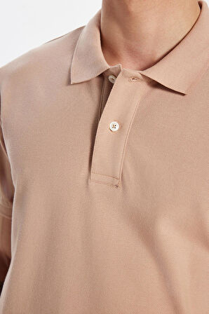 Erkek Slim Fit Dar Kesim %100 Pamuk Vizon Polo Yaka Tişört