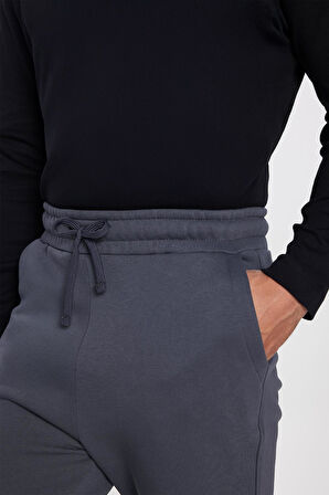 Unisex Relax Fit Rahat Kesim Şardonlu 3 Cepli Lastikli Jogger Paça Gri Eşofman Altı