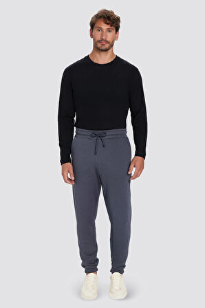 Unisex Relax Fit Rahat Kesim Şardonlu 3 Cepli Lastikli Jogger Paça Gri Eşofman Altı