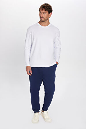 Unisex Relax Fit Rahat Kesim Şardonlu 3 Cepli Lastikli Jogger Paça Lacivert Eşofman Altı
