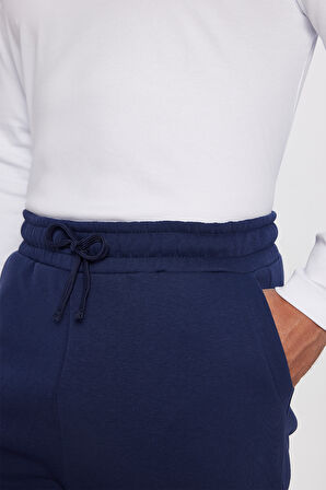 Unisex Relax Fit Rahat Kesim Şardonlu 3 Cepli Lastikli Jogger Paça Lacivert Eşofman Altı