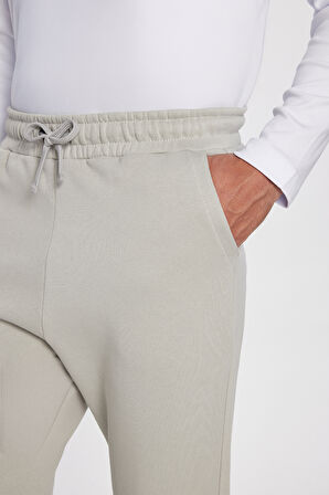 Unisex Relax Fit Rahat Kesim Şardonlu 3 Cepli Lastikli Jogger Paça Taş Renk Eşofman Altı