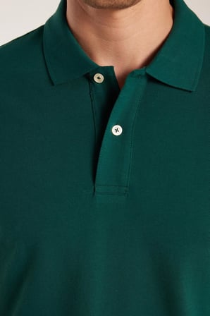 Erkek Slim Fit Dar Kesim %100 Pamuk Yeşil Polo Yaka Tişört