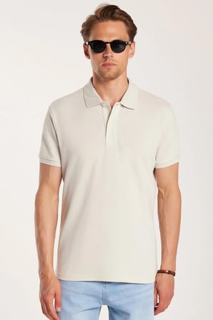 Erkek Slim Fit Dar Kesim %100 Pamuk Gri Polo Yaka Tişört