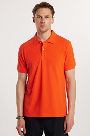 Erkek Slim Fit Dar Kesim %100 Pamuk Mercan Polo Yaka Tişört
