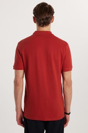 Erkek Slim Fit Dar Kesim %100 Pamuk Kiremit Polo Yaka Tişört