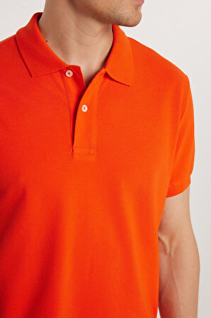 Erkek Slim Fit Dar Kesim %100 Pamuk Nar Polo Yaka Tişört