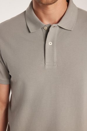 Erkek Slim Fit Dar Kesim %100 Pamuk Gri Polo Yaka Tişört