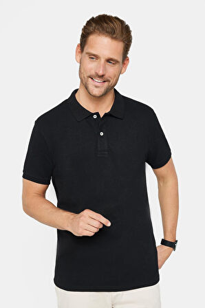 Erkek 5'li Paket Siyah-Beyaz-Taş-Haki-Bordo Slim Fit Dar Kesim Pamuklu Düz Pike Polo Yaka Tişört