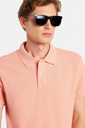Erkek Slim Fit Dar Kesim %100 Pamuk Yavruağzı Polo Yaka Tişört