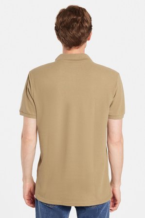 Erkek Slim Fit Dar Kesim %100 Pamuk Haki Polo Yaka Tişört