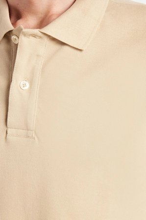 Erkek Slim Fit Dar Kesim %100 Pamuk Bej Polo Yaka Tişört