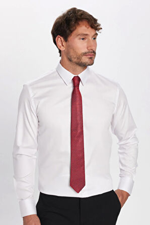 Erkek Slim Fit Non-Iron Pamuklu Doğa Dostu Ekoteks Belgeli Ütü Gerektirmez Beyaz Gömlek