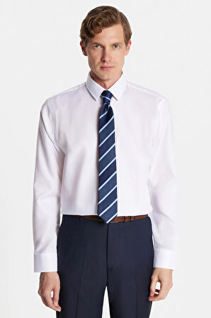 Slim Fit Beyaz Non-Iron %100 Pamuk Doğa Dostu Ekoteks Belgeli Ütü Gerektirmez Gömlek