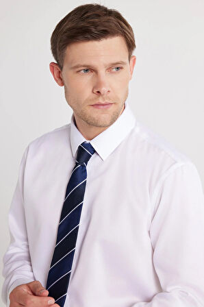 Slim Fit Beyaz Non-Iron %100 Pamuk Doğa Dostu Ekoteks Belgeli Ütü Gerektirmez Gömlek