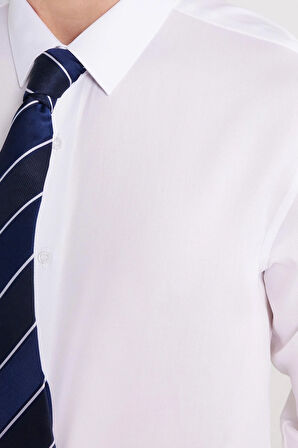 Slim Fit Beyaz Non-Iron %100 Pamuk Doğa Dostu Ekoteks Belgeli Ütü Gerektirmez Gömlek