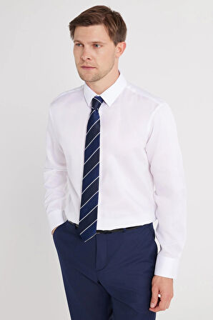Slim Fit Beyaz Non-Iron %100 Pamuk Doğa Dostu Ekoteks Belgeli Ütü Gerektirmez Gömlek