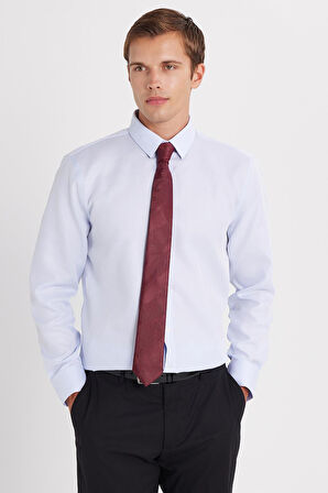 Slim Fit Mavi Non-Iron %100 Pamuk Doğa Dostu Ekoteks Belgeli Ütü Gerektirmez Gömlek