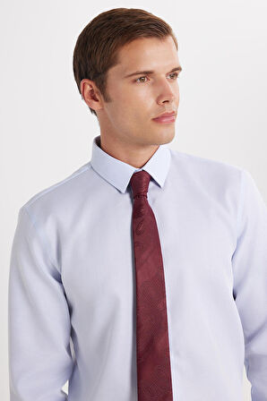 Slim Fit Mavi Non-Iron %100 Pamuk Doğa Dostu Ekoteks Belgeli Ütü Gerektirmez Gömlek