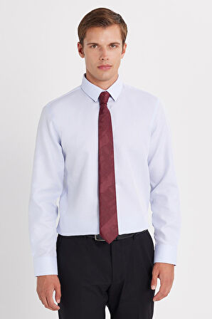 Slim Fit Mavi Non-Iron %100 Pamuk Doğa Dostu Ekoteks Belgeli Ütü Gerektirmez Gömlek