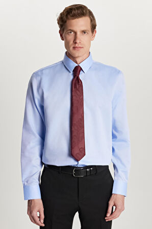 Slim Fit Mavi Non-Iron %100 Pamuk Doğa Dostu Ekoteks Belgeli Ütü Gerektirmez Gömlek