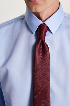 Slim Fit Mavi Non-Iron %100 Pamuk Doğa Dostu Ekoteks Belgeli Ütü Gerektirmez Gömlek