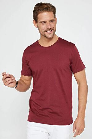 Unisex 3'lü Paket Siyah-Beyaz-Bordo Rengi Slim Fit Dar Kesim %100 Pamuk Bisiklet Yaka Tişört