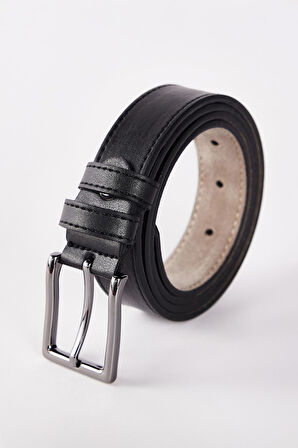 Erkek Deri 3 cm Klasik Siyah Kemer