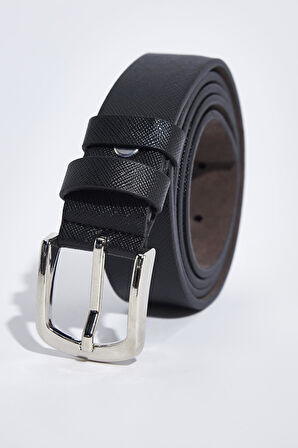 Erkek Deri 3 cm Klasik Siyah Kemer