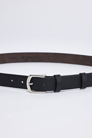 Erkek Deri 3 cm Klasik Siyah Kemer