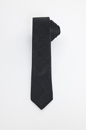İnce Desenli Siyah Erkek Kravat