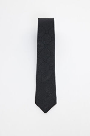 İnce Desenli Siyah Erkek Kravat