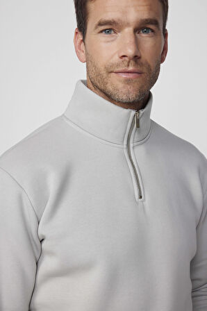Pamuklu Dik Yaka Fermuarlı Unisex Sweatshirt
