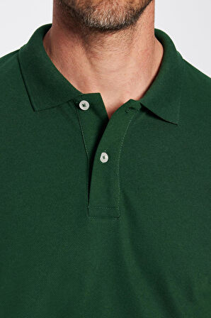 Erkek Slim Fit Dar Kesim Pamuklu Yumuşak Dokulu Serin Tutan Kumaş Düz Pike Haki Polo Yaka Tişört