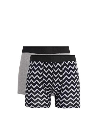 Erkek 2'li Pamuk Likralı Esnek Kumaş Boxer