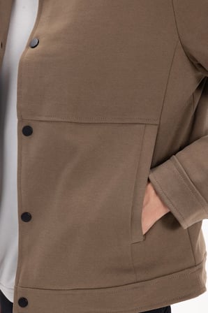 Erkek Slim Fit Dar Kesim Çift Cepli Çıtçıt Kapamalı Kahverengi Mont