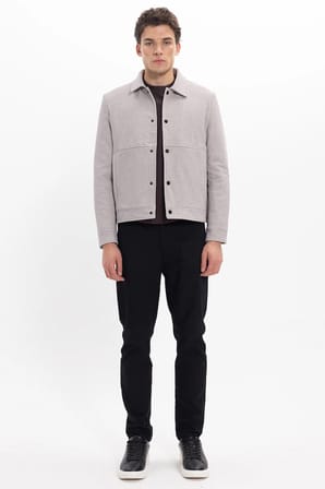 Erkek Slim Fit Dar Kesim Çift Cepli Çıtçıt Kapamalı Taş Mont