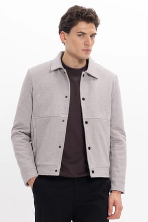 Erkek Slim Fit Dar Kesim Çift Cepli Çıtçıt Kapamalı Taş Mont