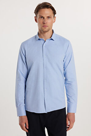 Modern Slim Fit Pamuklu Kolay Ütü Armürlü Erkek Gömlek