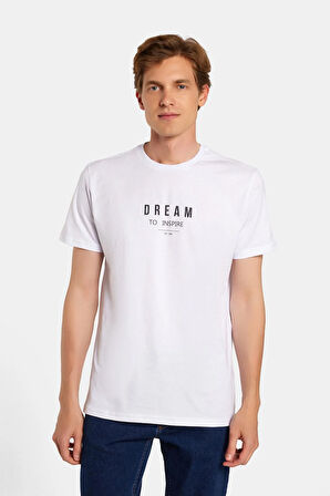 Erkek Slim Fit Dar Kesim %100 Pamuk Yumuşak Dokulu Baskılı Siyah Bisiklet Yaka Tişört